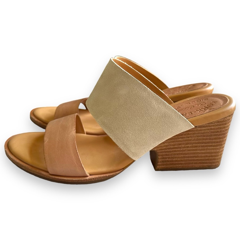Kork-Ease Gorrie Natural Brown Combo Leather & Suede Heeled Sandals Size 9